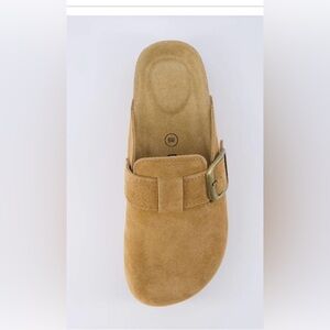 Cushionaire Suede Platform Mules with Buckle